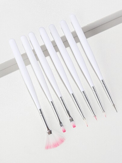 7pcs White Nail Art Painting Brush Set