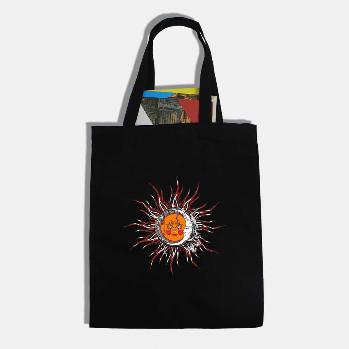 

Sun Graphic Tote Bag, Black