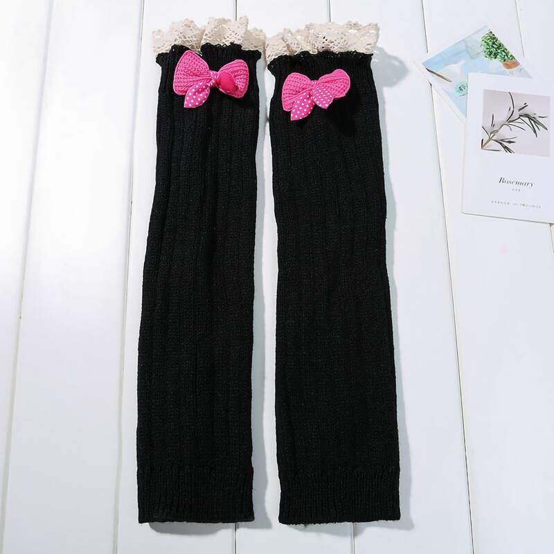 

Bow Decor Knit Leg Warmer, Black