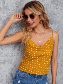 SHEIN Clasi Áo hai dây Chấm bi Giải trí - Màu vàng - Xem 3