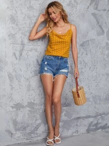 SHEIN Clasi Áo hai dây Chấm bi Giải trí - Màu vàng - Xem 4