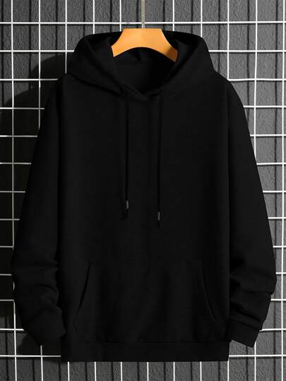 Manfinity Homme Sudadera con capucha de bolsillo canguro y cordón, de manga larga, para otoño