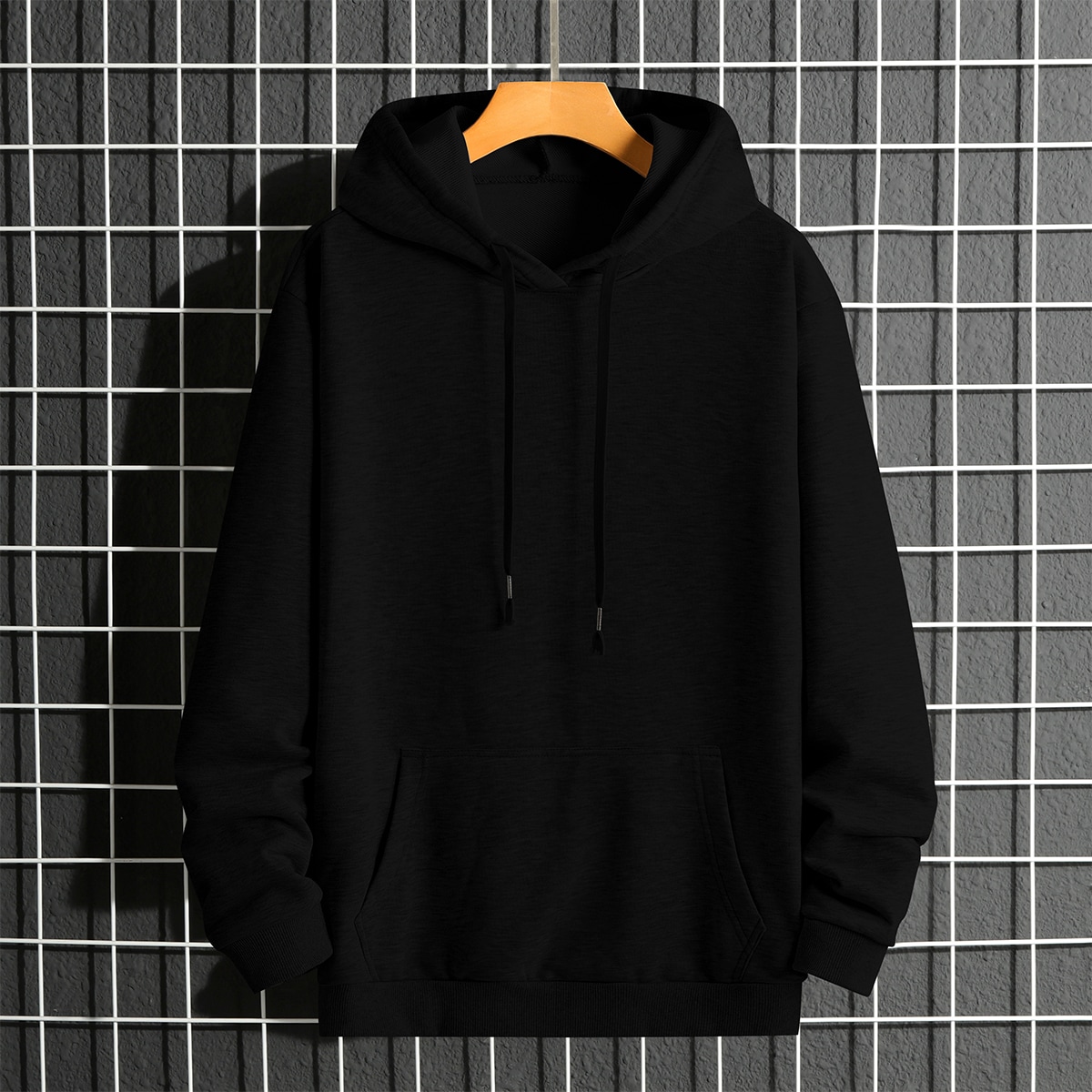 Sudadera con capucha de bolsillo canguro y cordón, de manga larga, para otoño