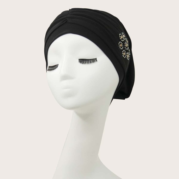 

Rhinestone Decor Hat, Black