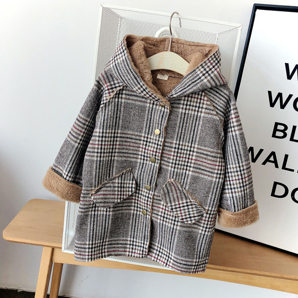 

Toddler Boys Plaid Button Up Hooded Overcoat, Multicolor