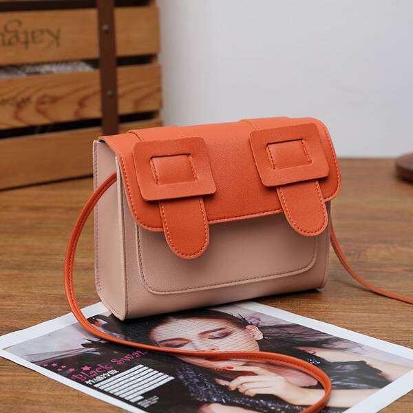 

Two Tone Flap Square Bag, Multicolor