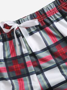 3pcs Plaid Knot Front Cami PJ Set / Pajama Set - Multicolor - View 3