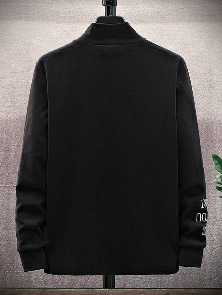 Manfinity Tops Nam Lá thư Giải trí - màu đen - Xem 2