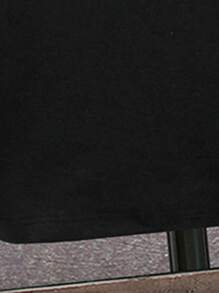 Manfinity Hombres Camiseta con estampado de letra cuello alzado - Negro - Ver 3