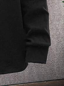 Manfinity Hombres Camiseta con estampado de letra cuello alzado - Negro - Ver 5