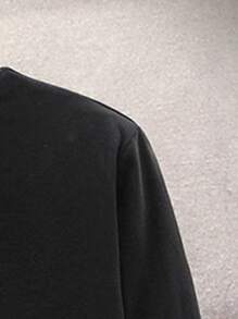 Manfinity Hombres Camiseta con estampado de letra cuello alzado - Negro - Ver 7