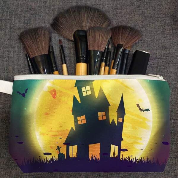 

Halloween Cartoon Graphic Zipper Makeup Bag, Multicolor