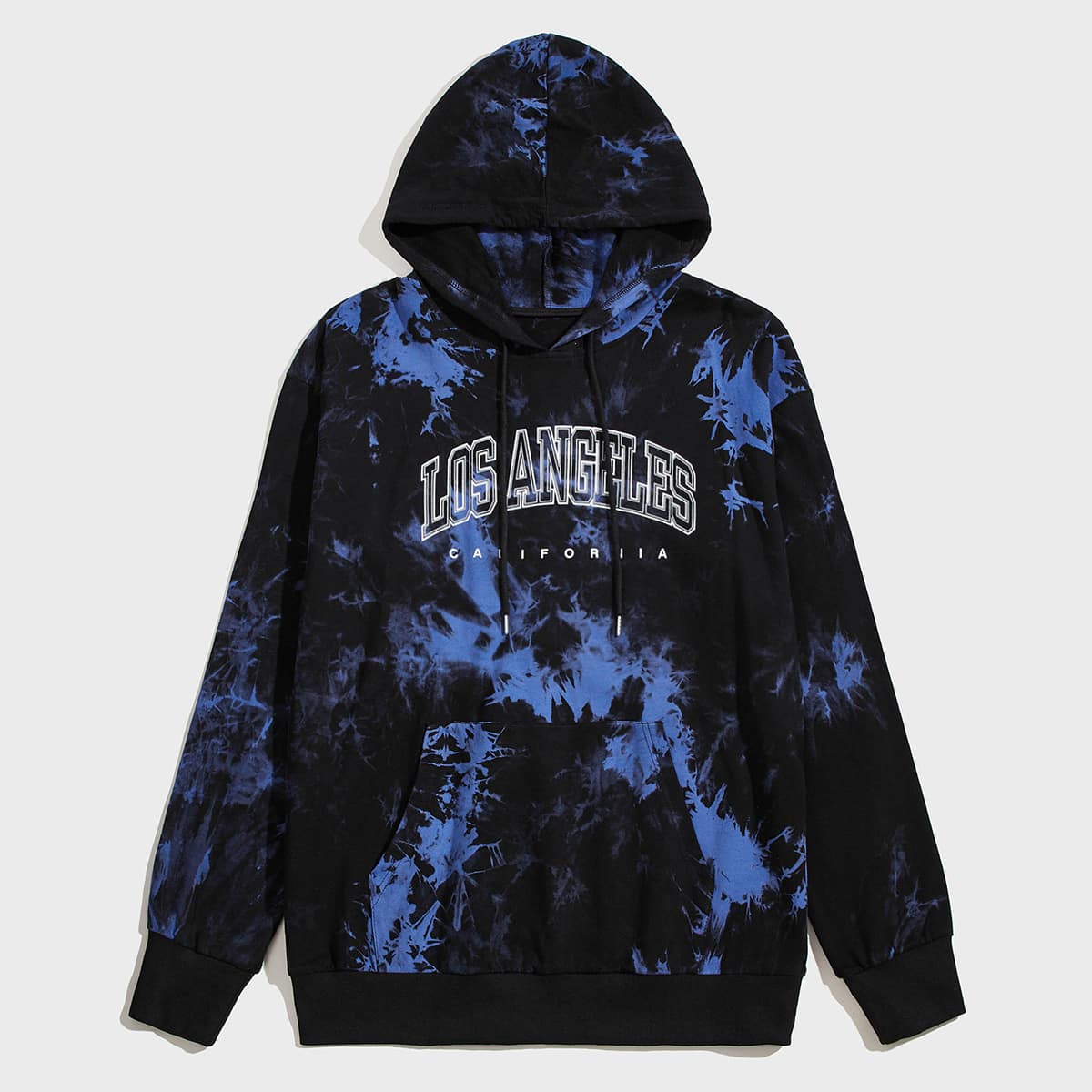 

Guys Letter Graphic Tie Dye Drawstring Kangaroo Pocket Hoodie, Multicolor