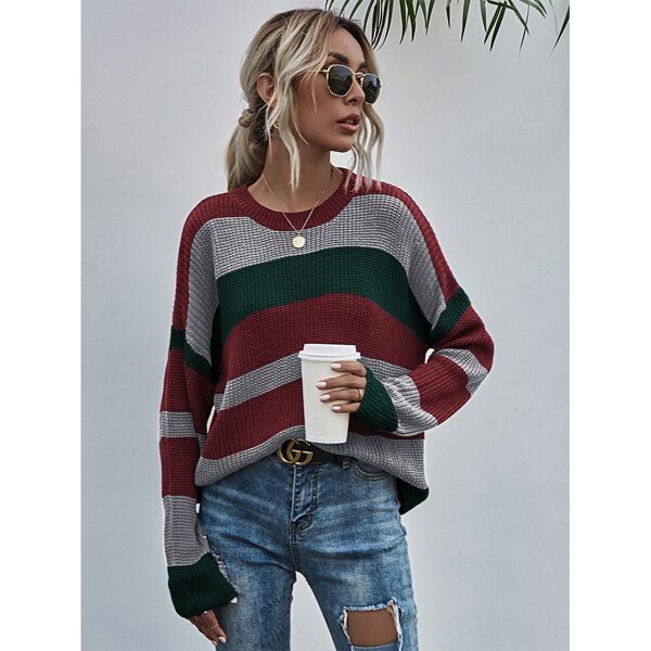 

Drop Shoulder Color Block Sweater, Multicolor