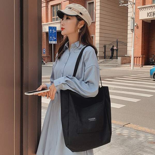 

Minimalist Large Capacity Shoulder Tote Bag, Black