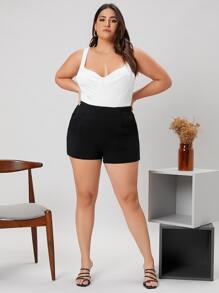 SHEIN 大碼素色雞心領口連身背心 - 白色 - 查看 4