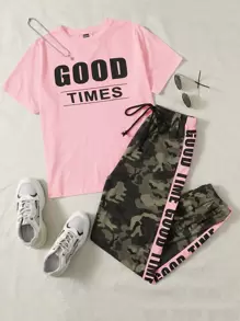 Mulvari Bộ thời trang Dây kéo Lá thư Ngụy trang Thể thao - Nhiều màu - Xem 1