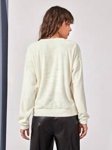 SHEIN LUNE Dual Pocket Drop Shoulder Flannel Jacket - White - View 2