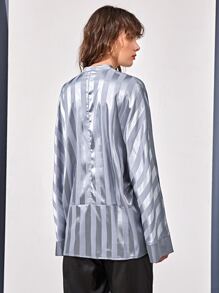 SHEIN BAE Women Blouses Striped Casual - Light Grey - View 2