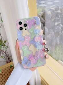 Hộp đựng điện thoại di động gấu màu hoạt hình với dây chuyền trang trí gấu - Nhiều màu - Xem 1