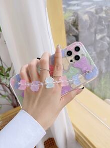 Hộp đựng điện thoại di động gấu màu hoạt hình với dây chuyền trang trí gấu - Nhiều màu - Xem 4