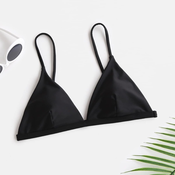 

Plain Triangle Bikini Top, Black