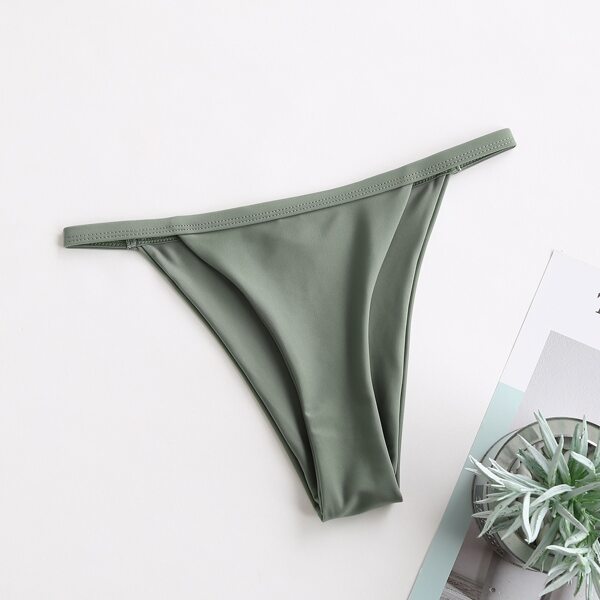 

Plain Thong Bikini Bottom, Army green