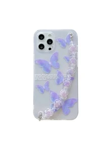 蝴蝶圖案帶手繩手機外殼 - 彩色 - 查看 2