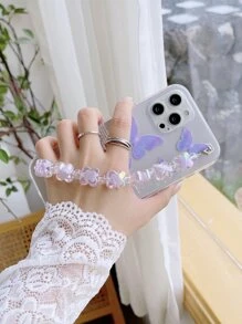 蝴蝶圖案帶手繩手機外殼 - 彩色 - 查看 3