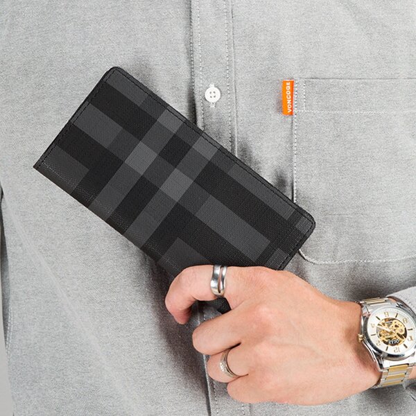 

Men Plaid Pattern Long Wallet, Multicolor