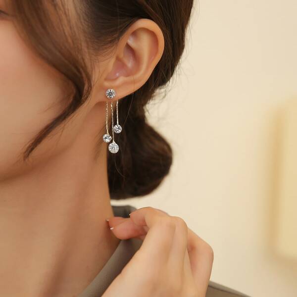 

Zircon Drop Earrings, Gold