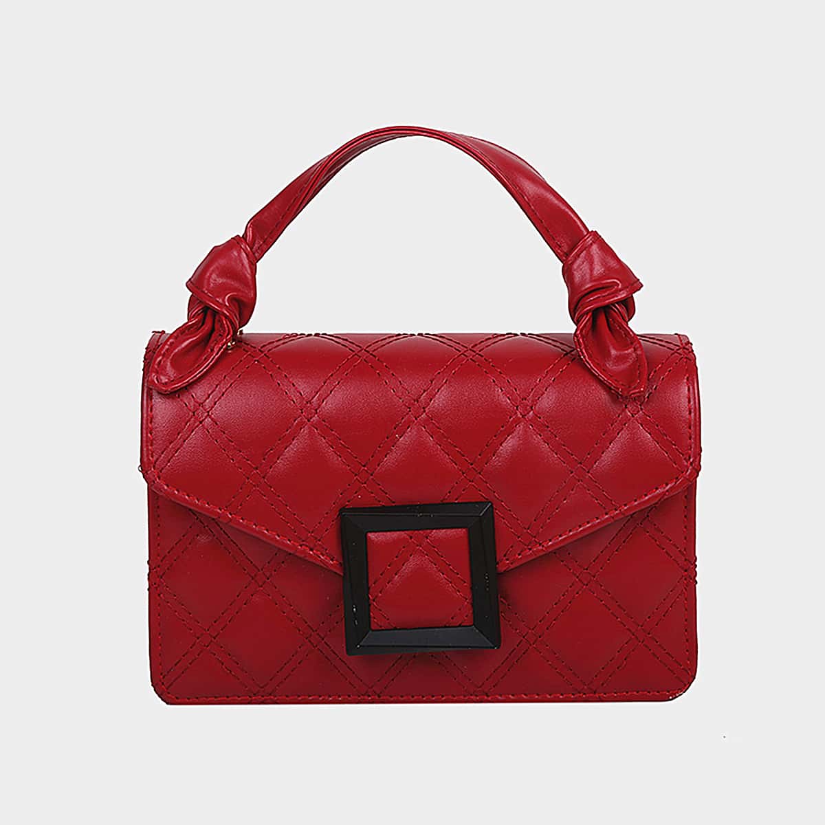 

Quilted Satchel Bag, Red