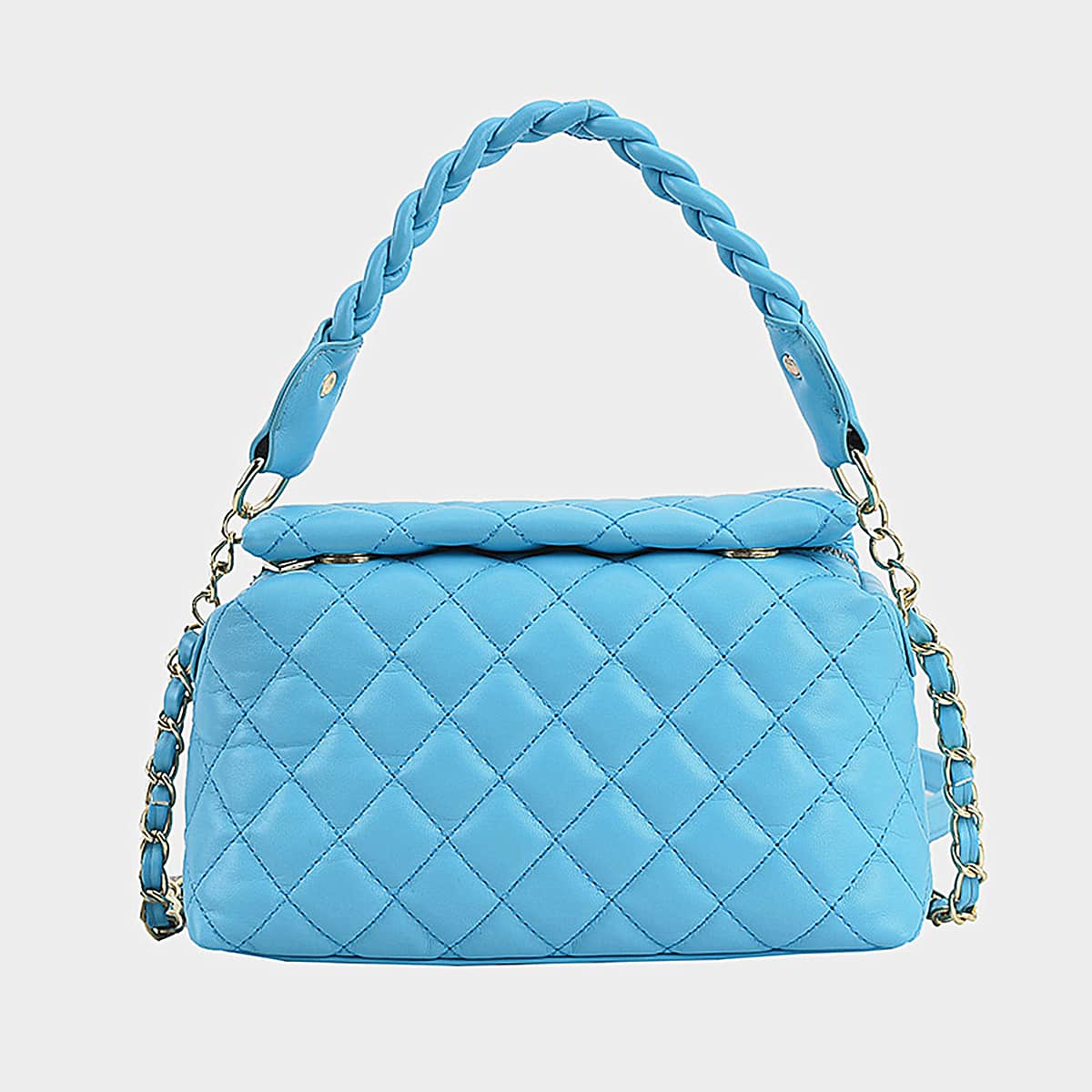 Quilted Satchel Bag, Blue