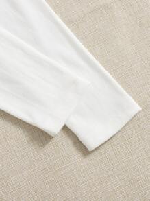 Muchica Houndstooth Print V Neck Tee - Black and White - View 3