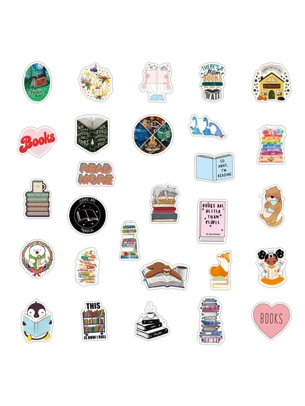 50pcs book print sticker shein eur