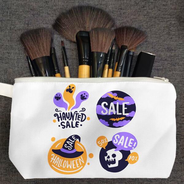 

Halloween Cartoon Graphic Zipper Makeup Bag, Multicolor