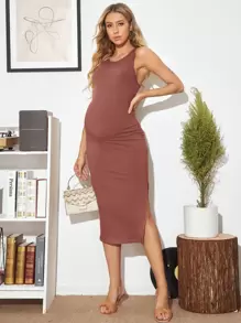 SHEIN 孕婦裝無袖開衩大腿洋裝