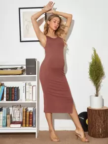 SHEIN 孕婦裝無袖開衩大腿洋裝