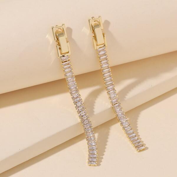 

Zircon Drop Earrings, Gold