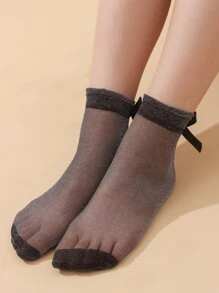 1 Pair Women's Golden Butterfly Pattern Socks, Fashionable & Sexy, Suitable For Daily Use - Black and White - View 4