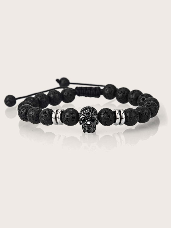 1pc Braided Stone Skull Bracelet
