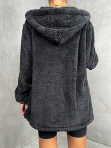 EMERY ROSE 前口袋連帽絨毛外套