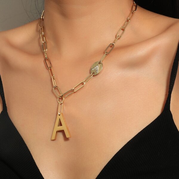 

Letter Charm Necklace, Gold