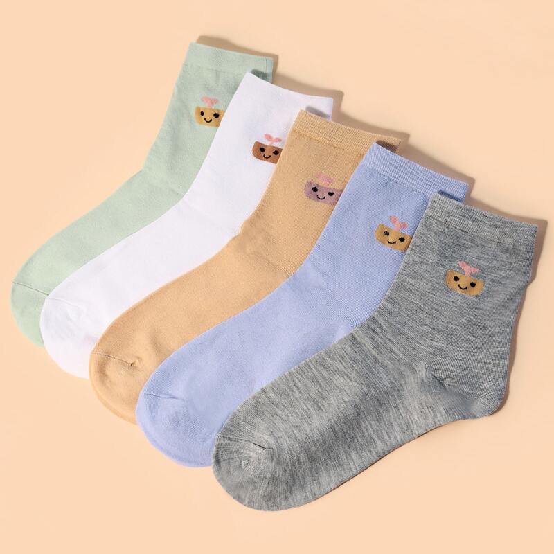 

5pairs Cartoon Graphic Crew Socks, Multicolor