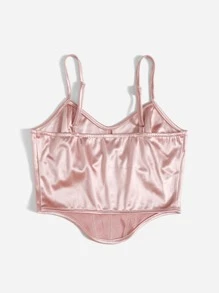 Chiquease 弧形下擺緞面吊帶上衣 - 淺粉色 - 查看 2