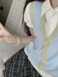 格子百褶裙裤 - 彩色 - 查看 6