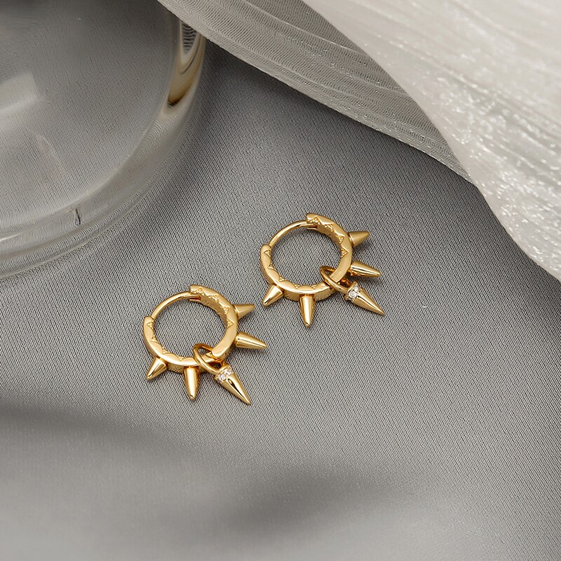 

Spiked Decor Hoop Earrings, Gold