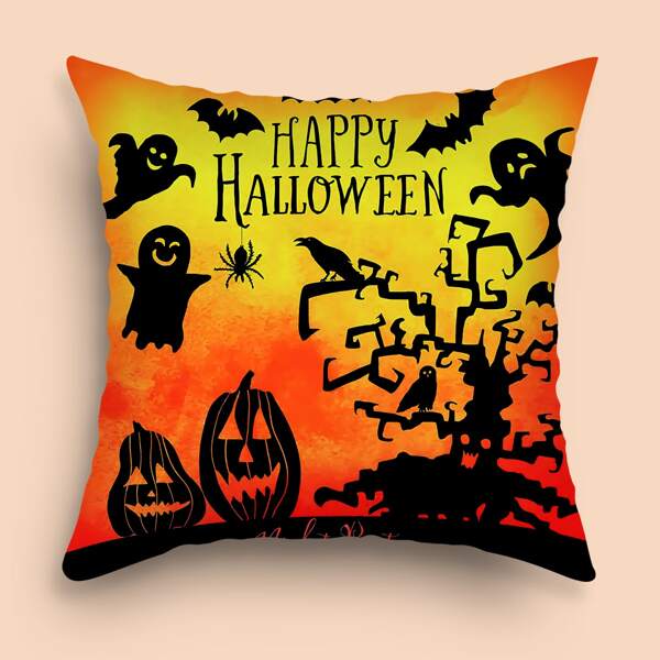 

Halloween Pattern Cushion Cover Without Filler, Multicolor