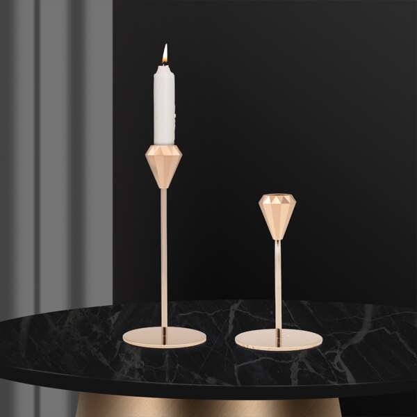 

2pcs Alloy Candle Holder, Gold