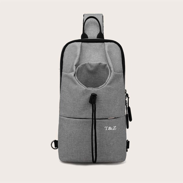 

Men Letter Detail Sling Bag, Grey